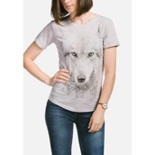 Dame t-shirt med ulv og skov