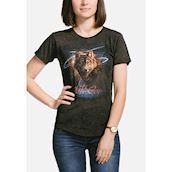 Dame t-shirt med ulv i neon