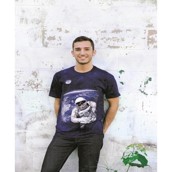 T-shirt med første mand på månen