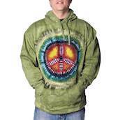 Hættetrøje med farverigt peace-tegn