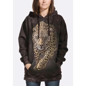 Hættetrøje med omstrejfende leopard 