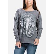 Langærmet hættetrøje med hellig indisk elefant