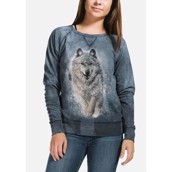 Langærmet bluse med løbende hvid ulv til damer