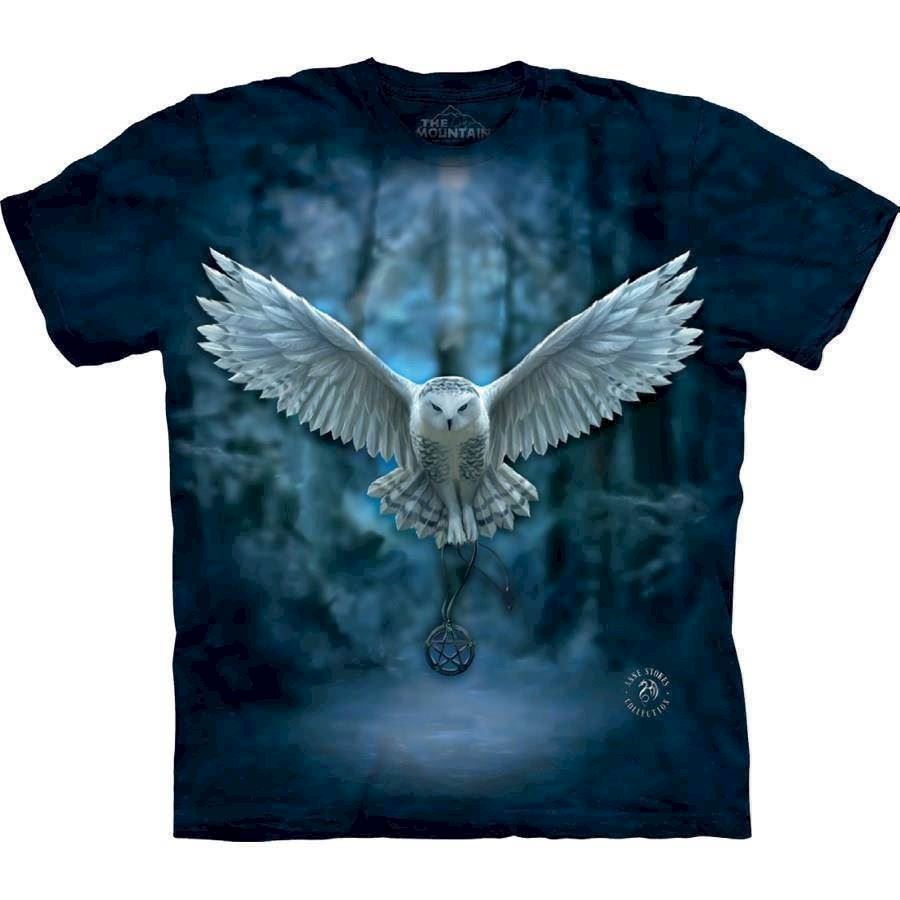 Recollection Sammenhængende køleskab Ugle t-shirt. Flot t-shirt med ugle, der flyver gennem skoven med  drømmefanger