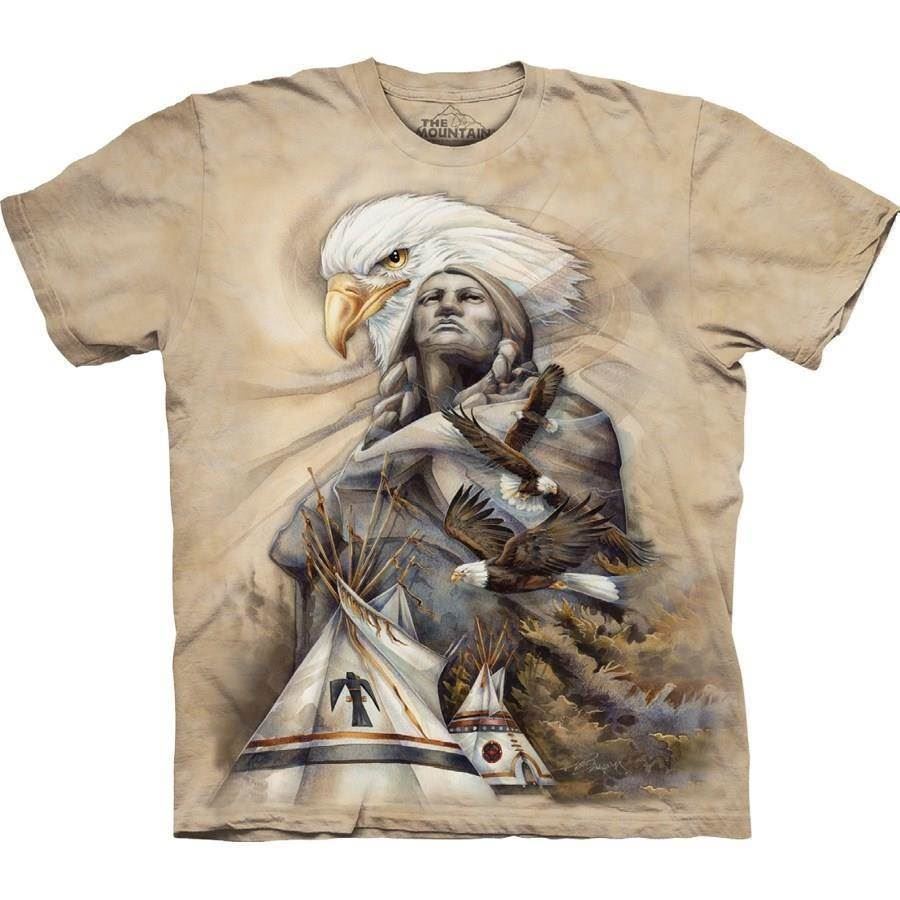 t-shirt med motiv af indianer ørn