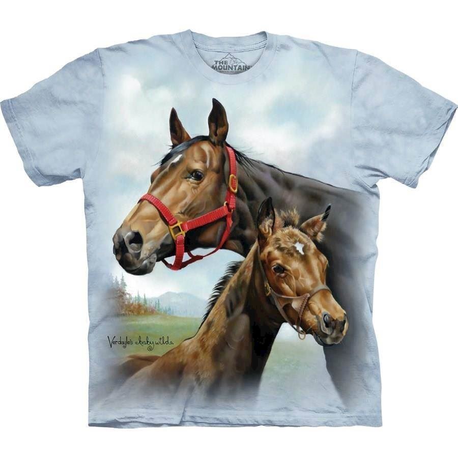 Bluse med heste i en fold. Rigtigt flot tryk for alle, der kan li' dyr.