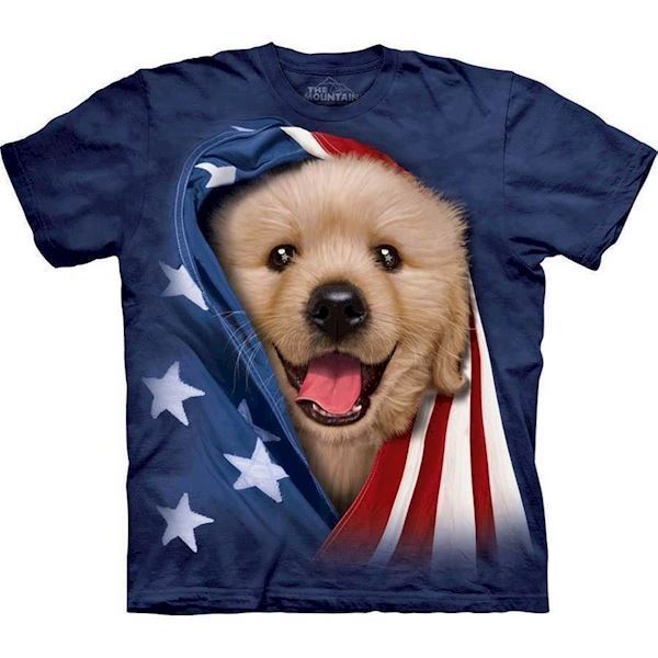 The Mountain tshirt - bluse med Golden Retriever hvalp tryk