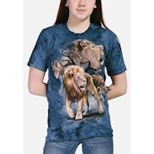 T-shirt med collage af 4 imponerende løver