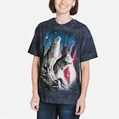 T-shirt med ulve og faldende stjerner
