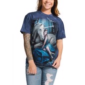 Kortærmet bluse med enhjørning, hvid ugle og alfeprinsesse