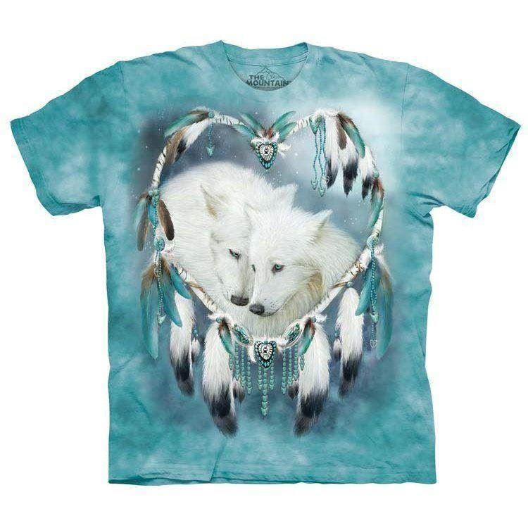 T-shirt med 2 hvide ulve en drømmefanger
