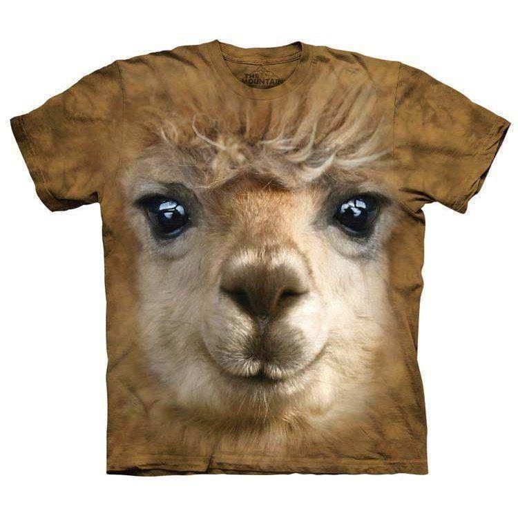 nedadgående Herske regional Lama t-shirt. Sjov t-shirt med alpaka hoved i 3D-effekt