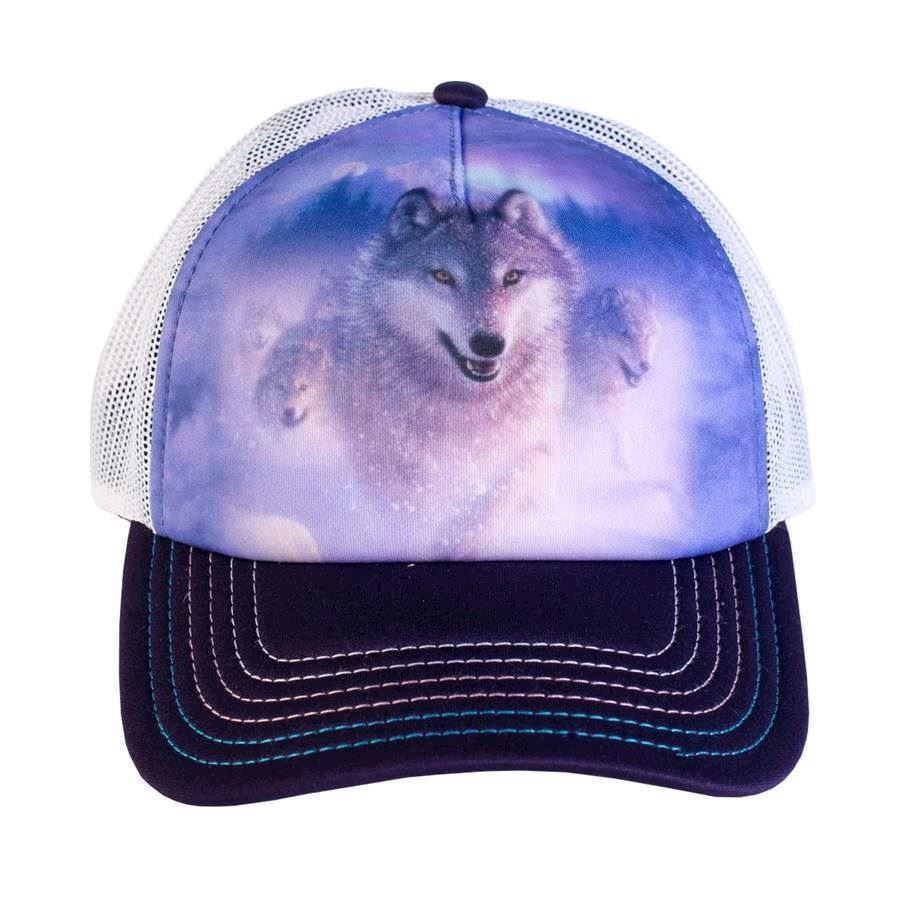 Trucker kasket med ulve i nordlys