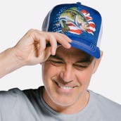 vatteret kasket med fiskemotiv