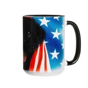 Keramikkrus til the med motiv af patriotisk hvalp