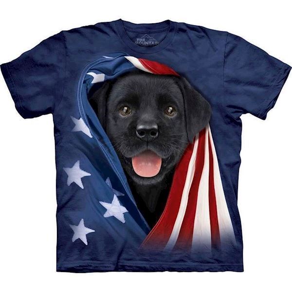 The Mountain tshirt - bluse med sort labrador hvalp tryk