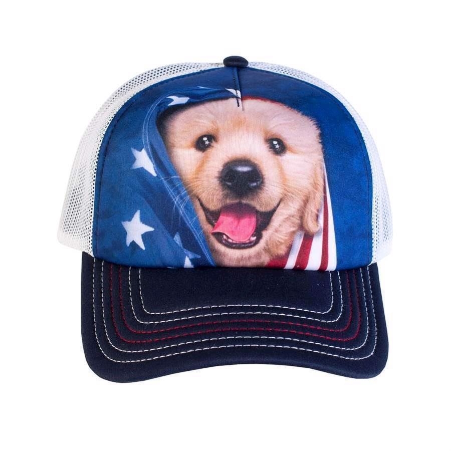 Trucker kasket med Golden Retriever hvalp