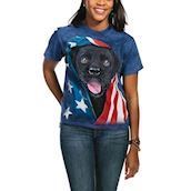 Kortærmet bluse med sort labradorhvalp