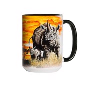 Keramik Thekrus med næsehorn i solnedgangen lys