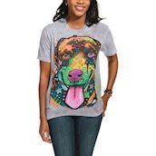 Kortærmet bluse med rottweilerhvalp