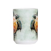 Kaffekrus med kravlende havskildpadde