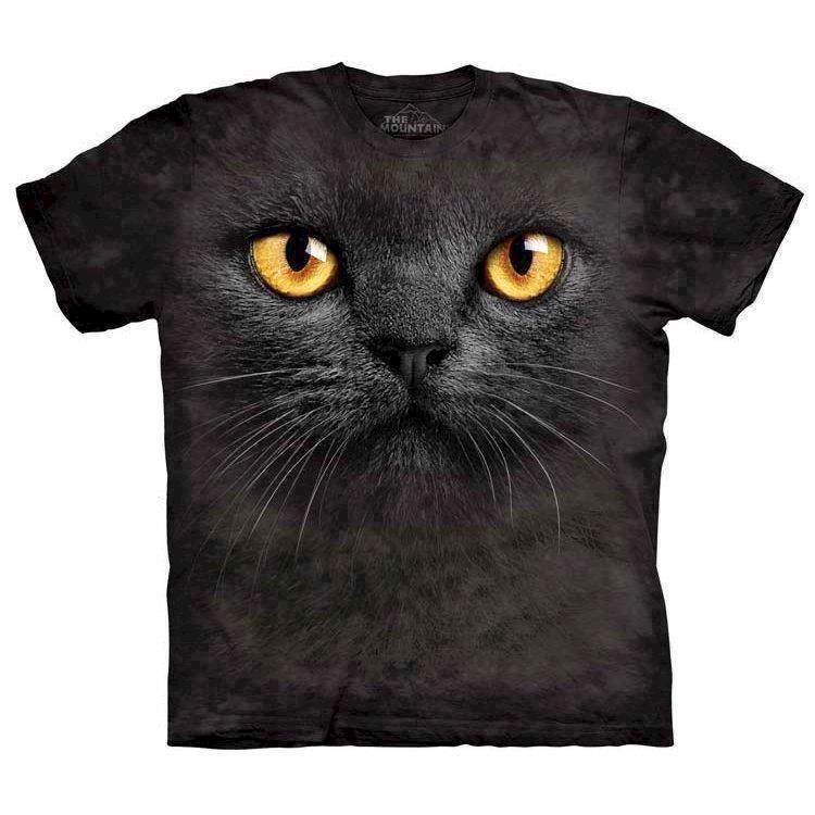 Bliv sammenfiltret svømme Bevidstløs Katte t-shirt. T-shirt med super nuttet sort kat i 3D-effekt