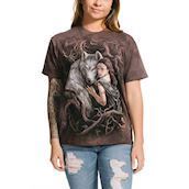 Kortærmet bluse med fantasifuldt ulvemotiv