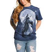 Kortærmet bluse med fuldmåne og enhjørning