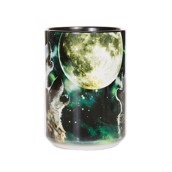 Kaffekrus med ulve der hyler mod månen