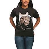 Kortærmet bluse med sejt kattemotiv