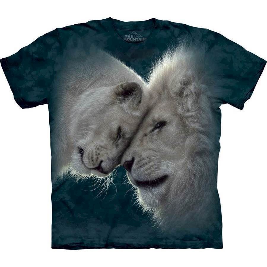T-shirt et løvepar af hvide løver