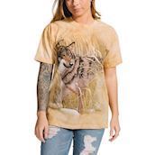 Kortærmet bluse med vinterportræt af en ensom ulv 