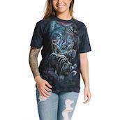 Kortærmet bluse med ulveflok i nordlys 