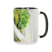 Tekop med print af træ med yin yang motiv i kronen