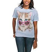 Kortærmet bluse med humoristisk killingemotiv