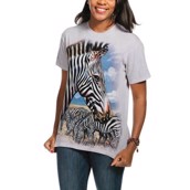 Kortærmet bluse med smukt portræt af en zebra